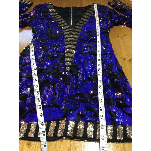 House Of Jade Sky Sequin Mini Dress Size 8 Sequined Party Cocktail Event Glam - Picture 9 of 9